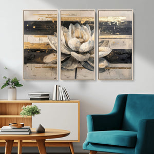 Lotus Flower Wall Art – Framed Abstract Floral Canvas