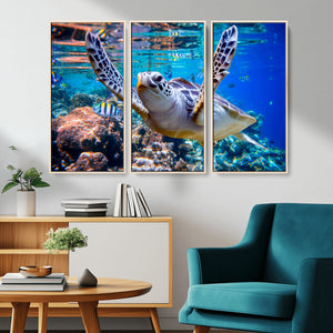 Underwater Sea Turtle Wall Art Canvas Print – Vibrant Ocean