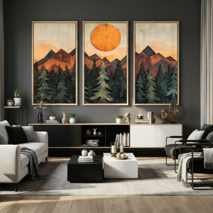 Sunset Mountain Landscape Canvas Wall Art Print - Nature