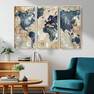 World Map Canvas Print – Framed Wall Art for Couples,