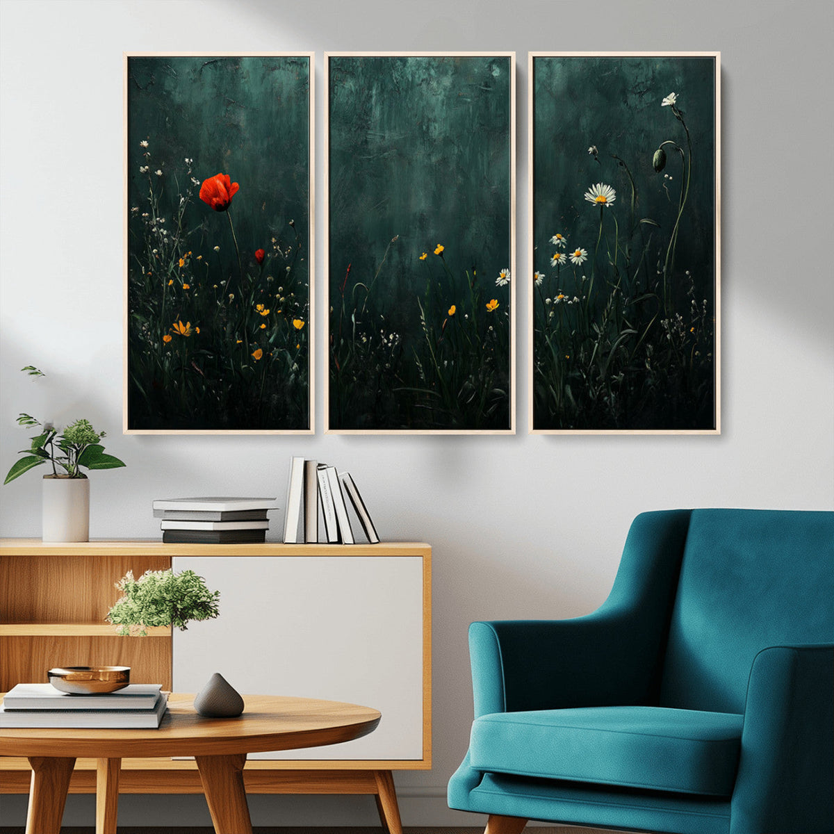 Wildflower Field Framed Wall Art, Vintage Botanical