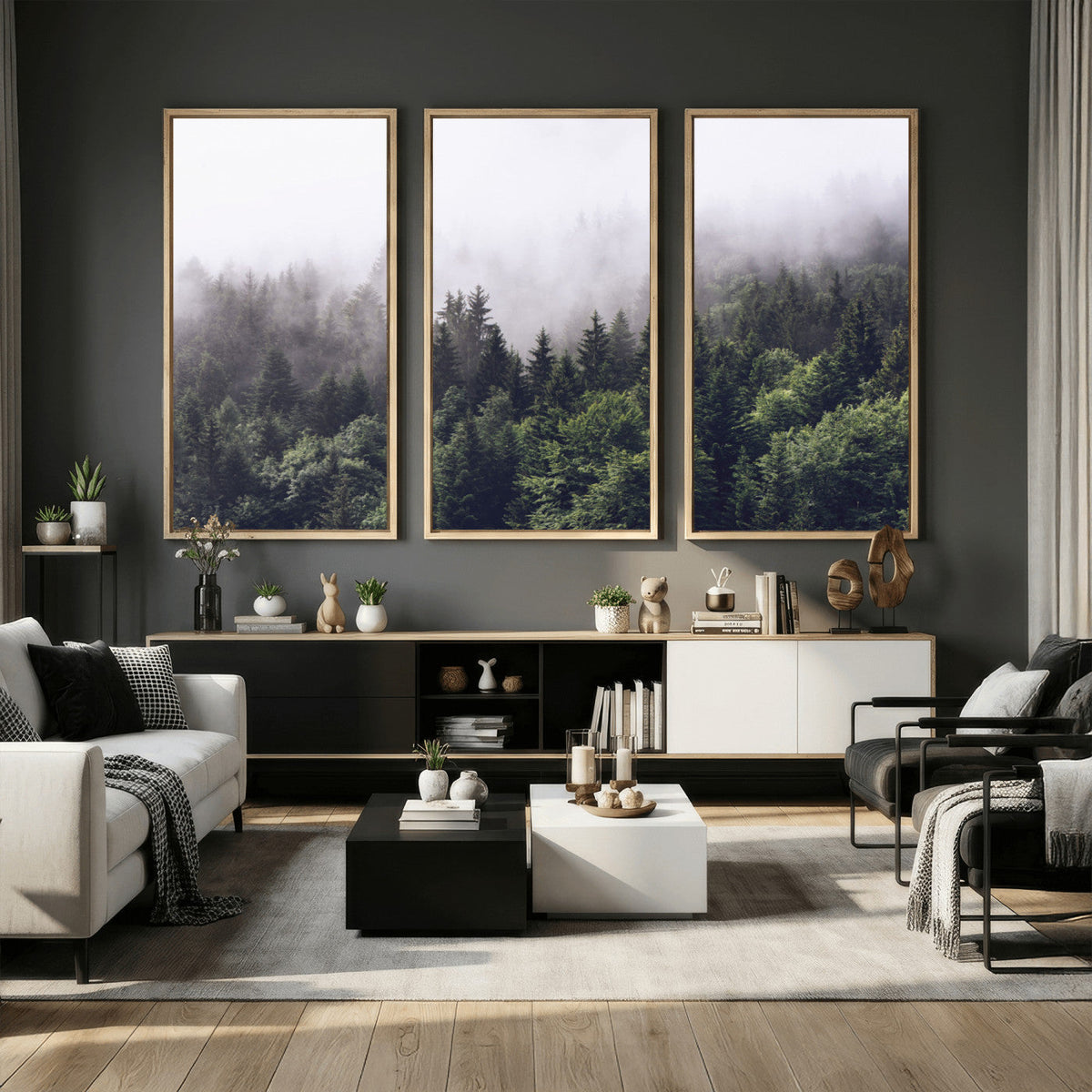 Misty Forest Wall Art | Foggy Forest Canvas Print | Large