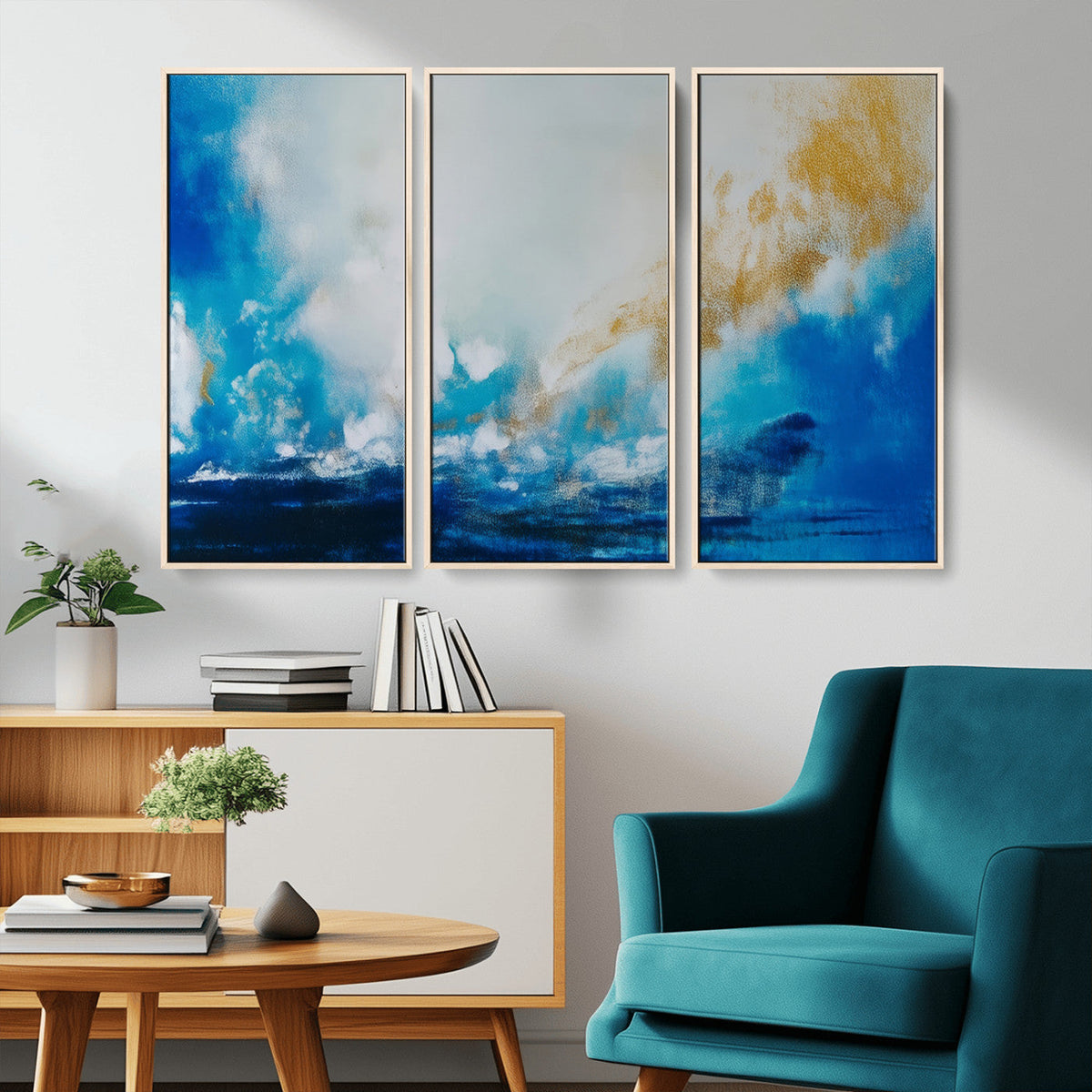 Blue Abstract Print - Dynamic Ocean-Inspired Canvas Wall Art