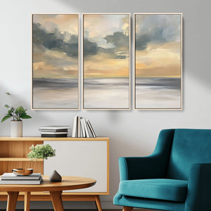 Modern Coastal Artwork with Vibrant Abstract Ocean Waves
