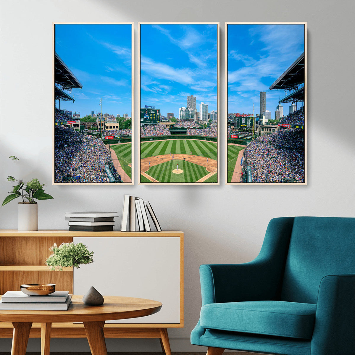 Wrigley Field Chicago Cubs Panoramic Art Multi-Piece Canvas