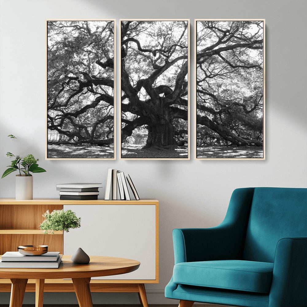 Ancient Oak Wall Art Canvas Print, Majestic Twisted Branches