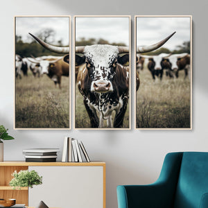 Texas Longhorn Wall Art – Framed Speckled Cow Canvas