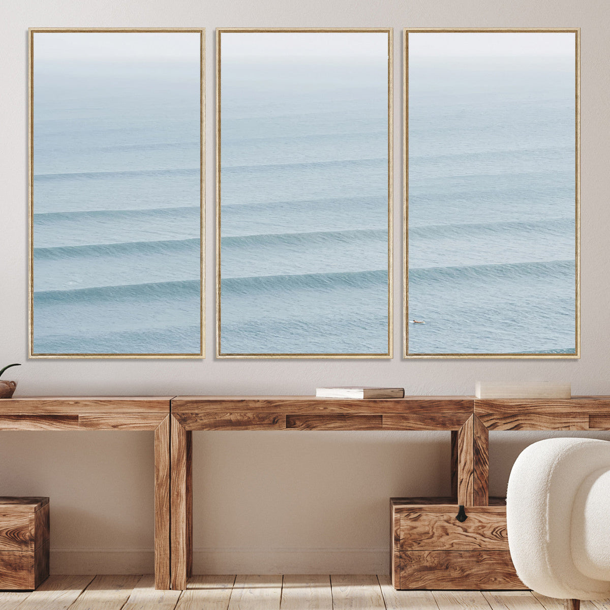 Ocean Waves Wall Art Canvas Print – Framed Solo Surfer Wave