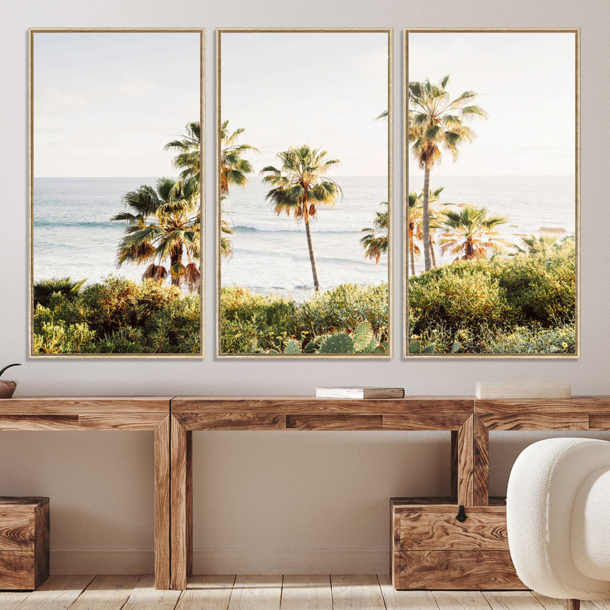 California Coast Palm Trees Wall Art Canvas Print – Framed