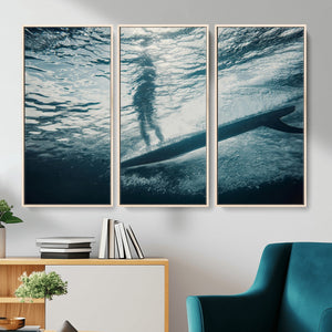 Underwater Surf Wall Art – Framed Ocean Wave Canvas Artwork,