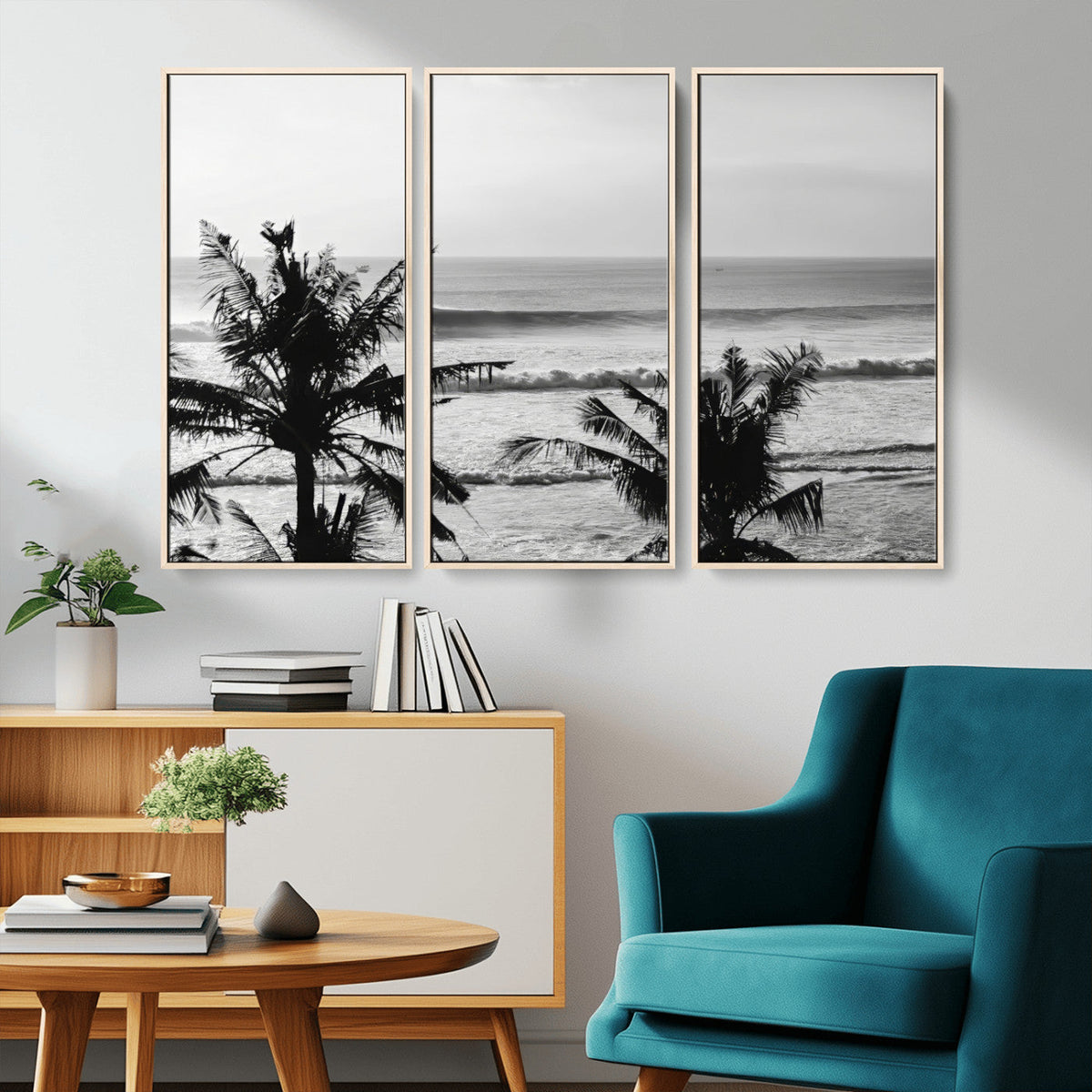 Tropical Coastline Wall Art Canvas Print – Framed Palm Trees