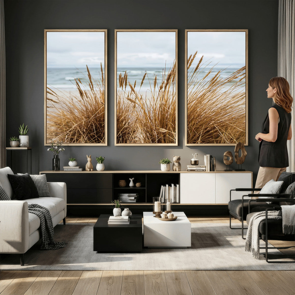 Beach Grass Wall Art Canvas Print – Framed Coastal Dunes Art