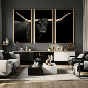 Longhorn Cattle Wall Art Canvas Print – Framed Texas Ranch