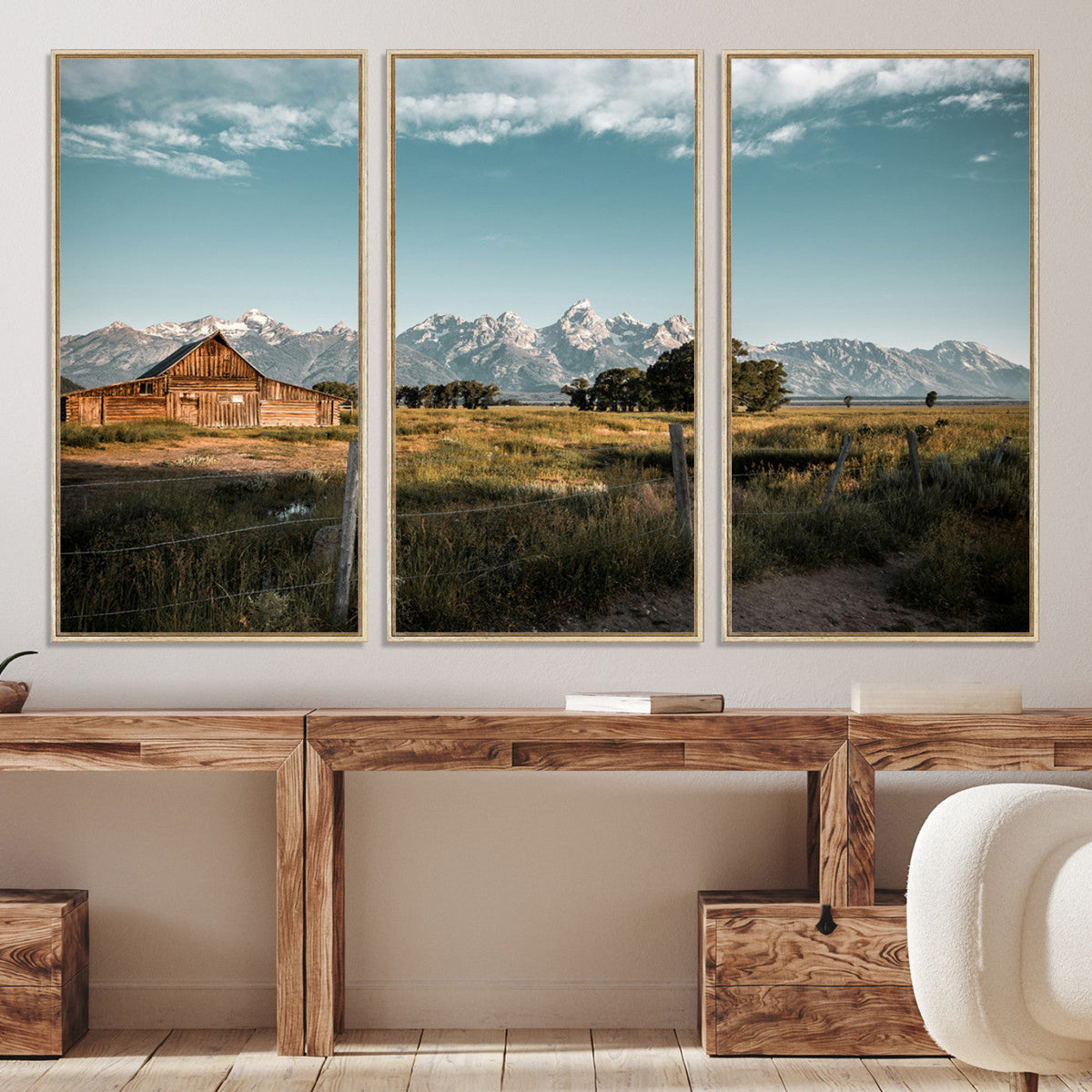 Rustic Farmhouse Wall Art Canvas Print – Teton Range Mormon
