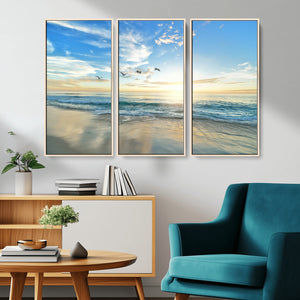 Minimalist Seaside Wall Art Canvas Print – Morning Glow