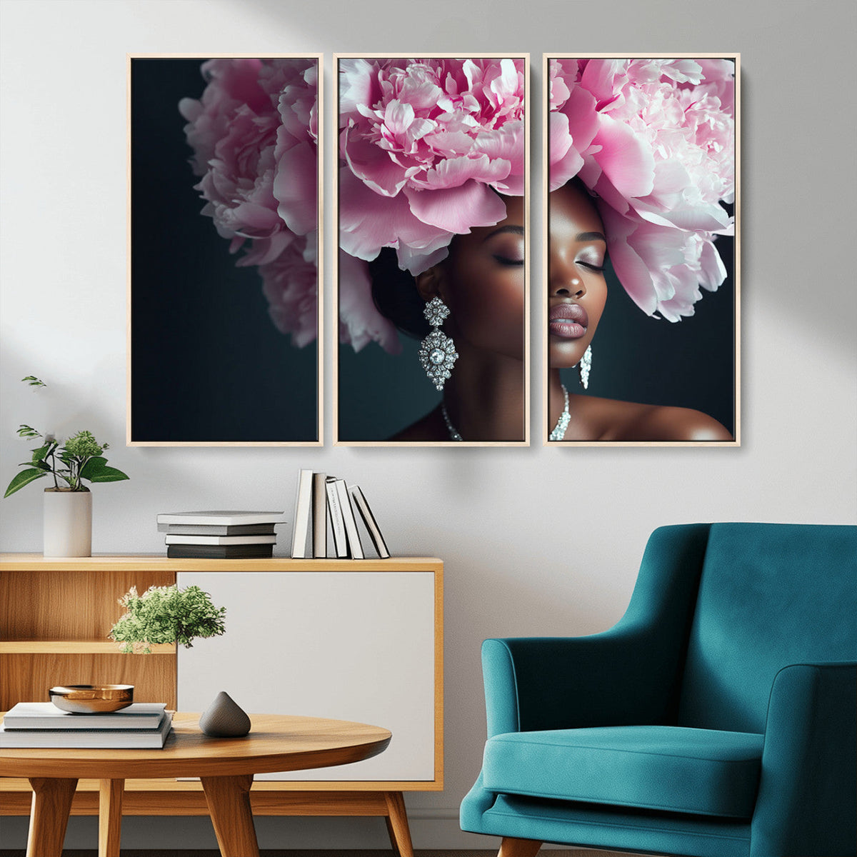 Black Beauty Petal Crown Wall Art Canvas Print – Floral