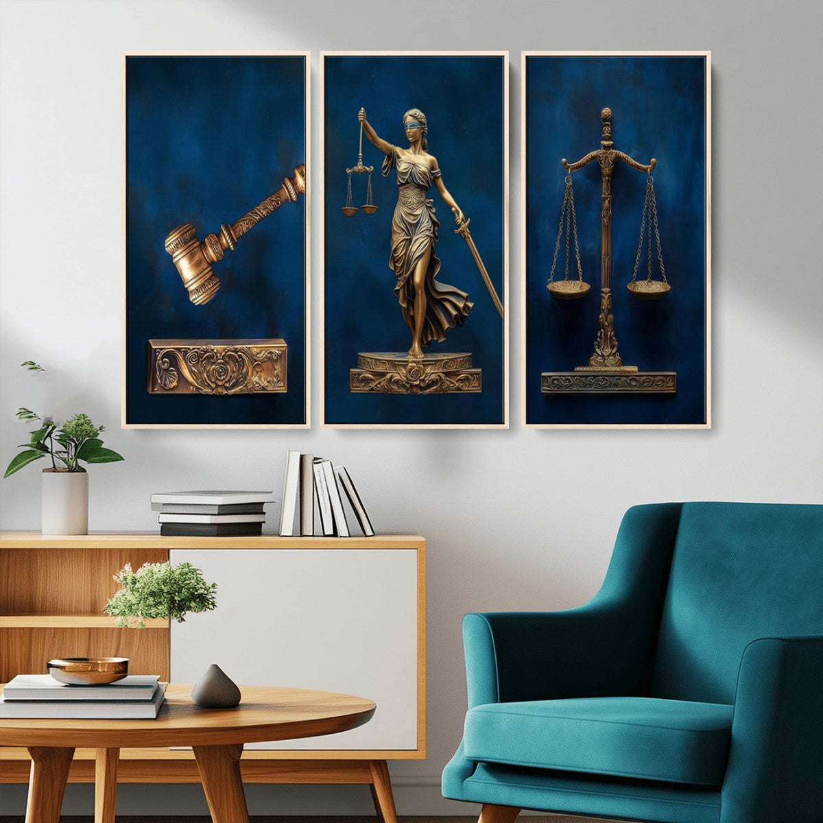 Lady Justice Wall Art Canvas Print – Elegant Gold Legal