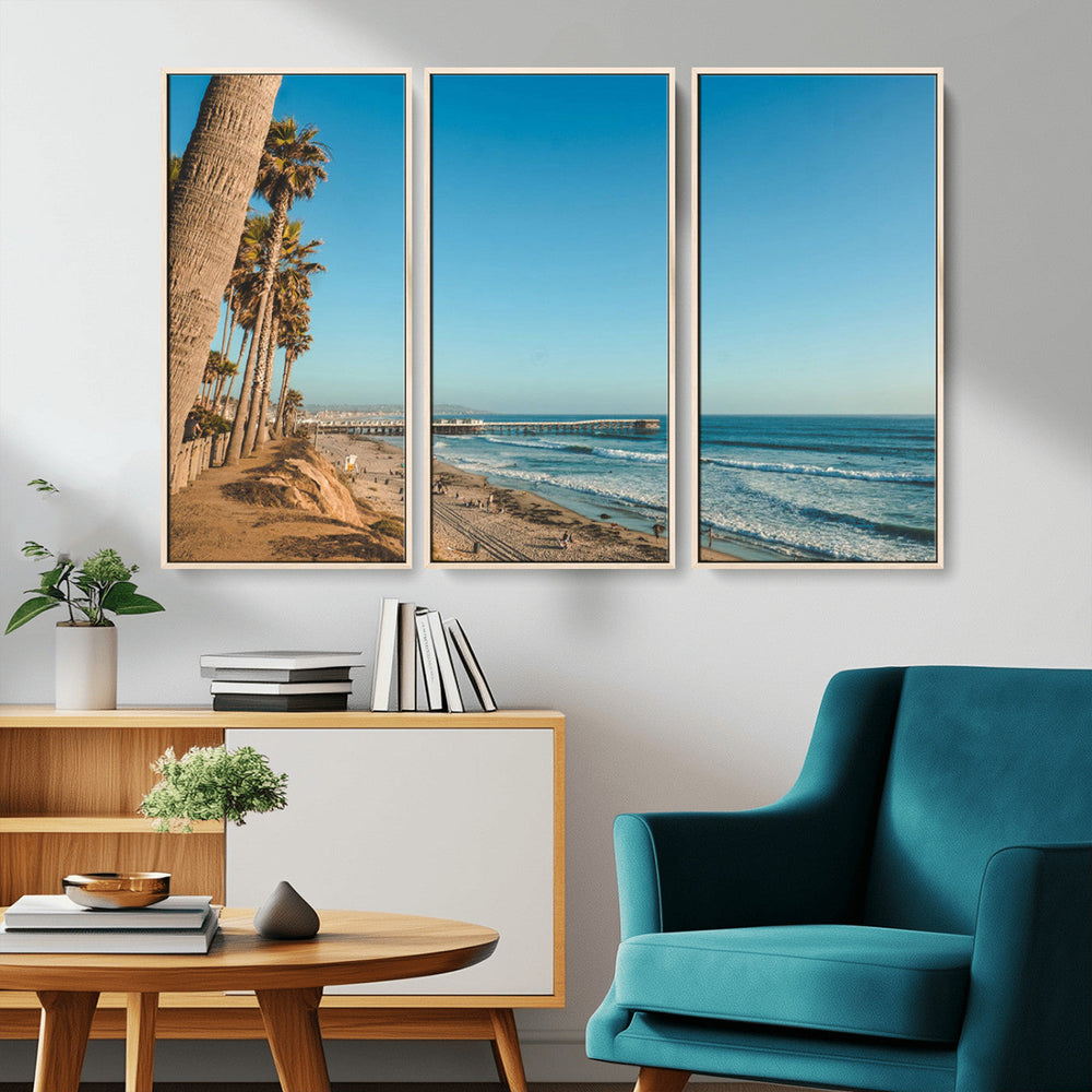 Scenic Beach Wall Art Canvas Print – Tall Palm Trees, Sandy