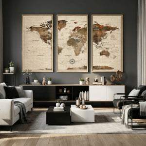 World Map Canvas Print – Framed Detailed Map of the World