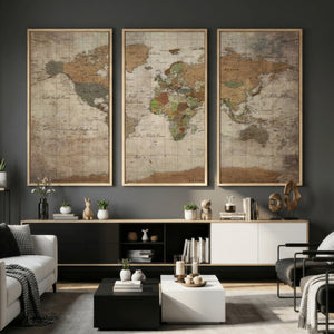 World Map Canvas Print – Framed Travel Map Wall Art for