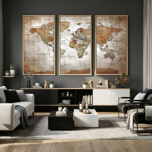 Vibrant Watercolor World Map Canvas Wall Art – Framed Travel
