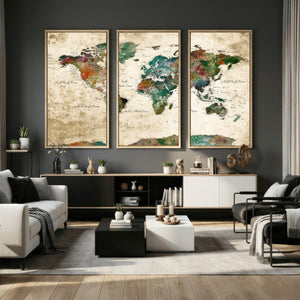 World Map Canvas Print – Framed Detailed Map of the World