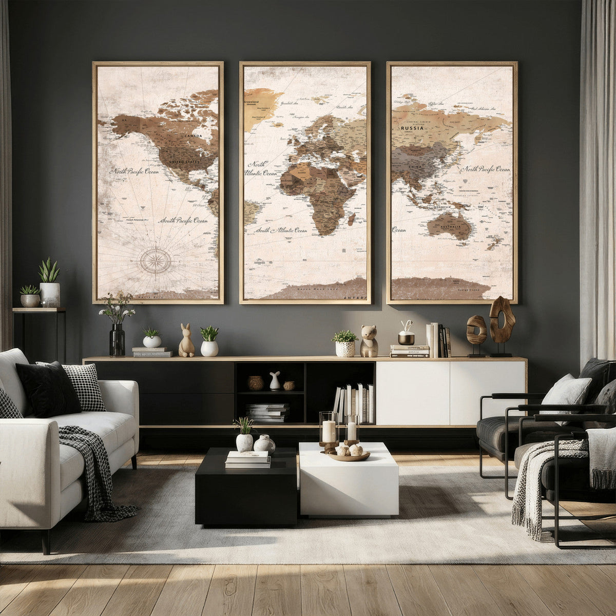 World Map Canvas Print – Framed Travel Map Wall Art for