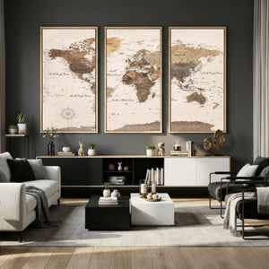 World Map Canvas Print – Framed Detailed Map of the World