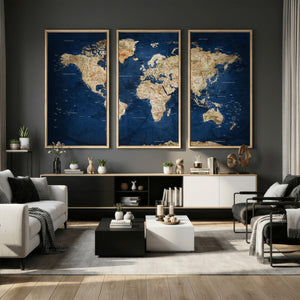 World Map Canvas Print – Framed Travel Map Wall Art for