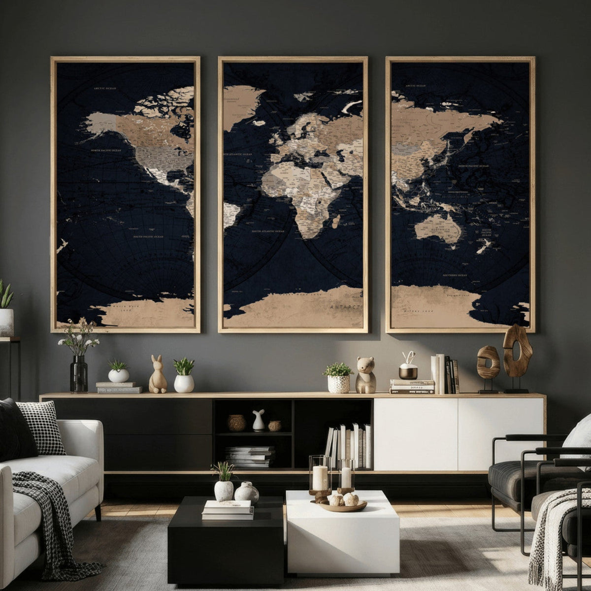 Grunge Wall Art World Map Canvas Print