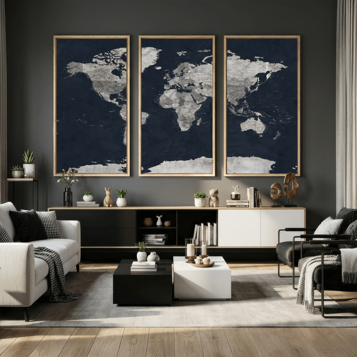 Colorful Watercolor World Map Canvas Print – Vibrant Framed