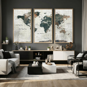 World Map Canvas Print – Framed Travel Map Wall Art for