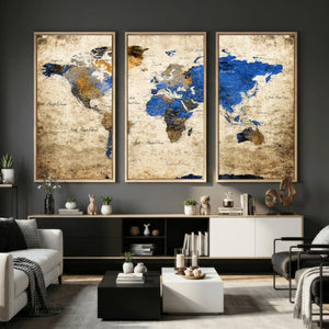 World Map Canvas Print – Colorful Abstract Travel Map,