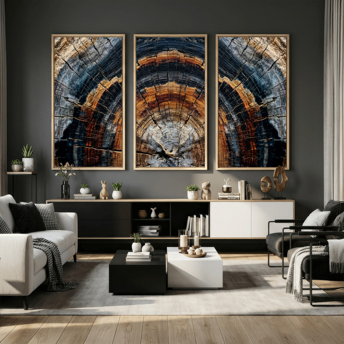 Abstract Wood Grain Canvas Print, Tree Ring Pattern Wall