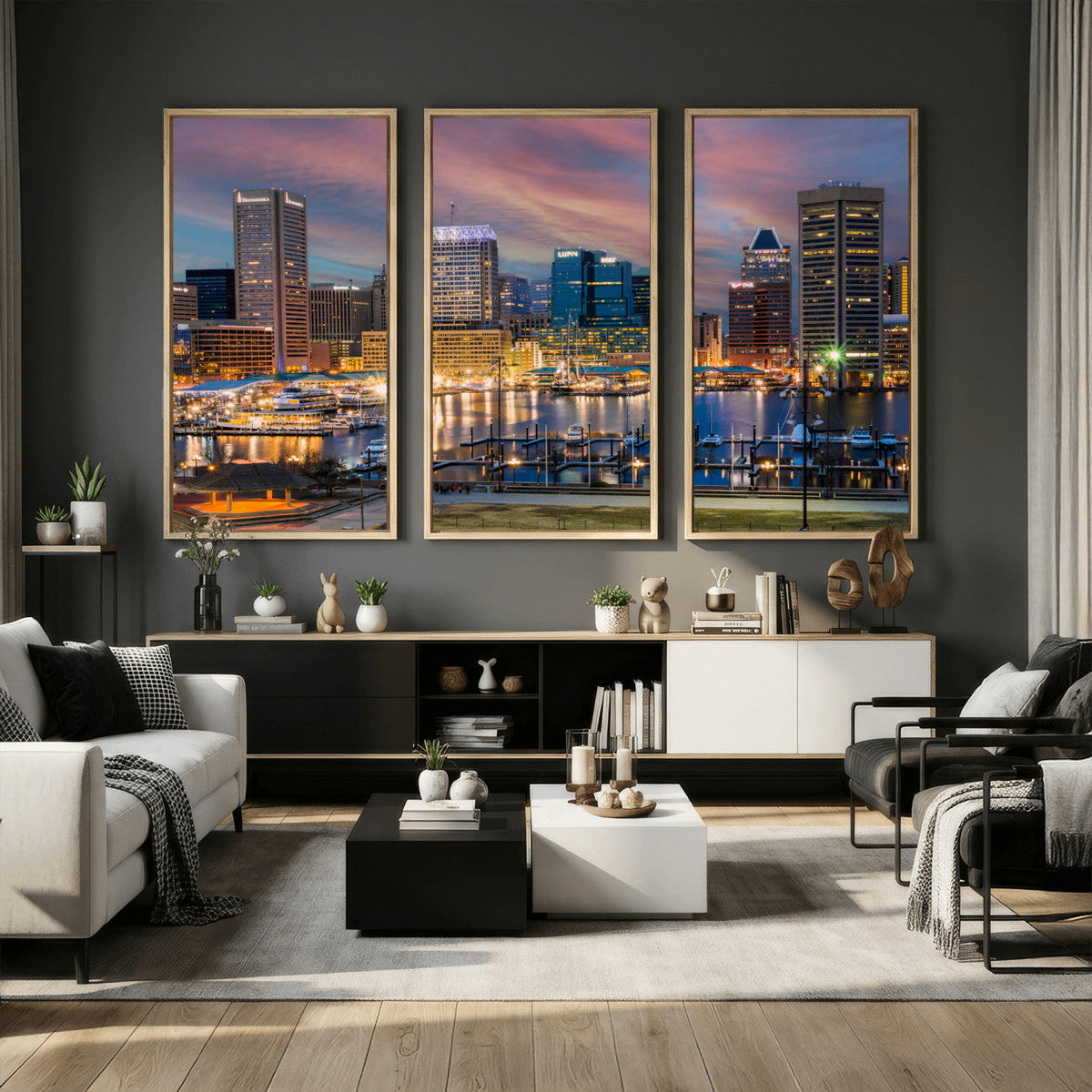 Baltimore Skyline Wall Art Canvas Print, Baltimore Downtown