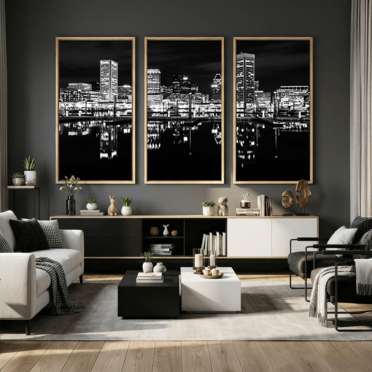 Baltimore Skyline Wall Art Canvas Print, Baltimore Downtown