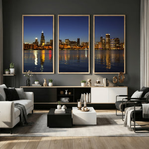 Chicago Wall Art Canvas Print - Chicago City Downtown Night