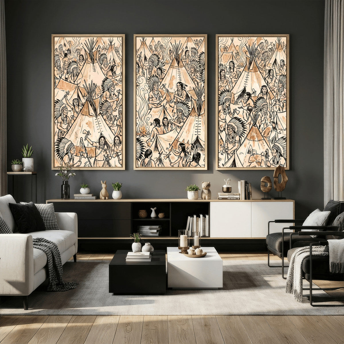 Native American Indian Wall Art Canvas Print - Abstract