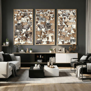 Abstract Longhorn Wall Art Canvas Print - Cow Animal Drawing