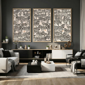 Abstract Zebra Wall Art Canvas Print for Farmhouse Decor