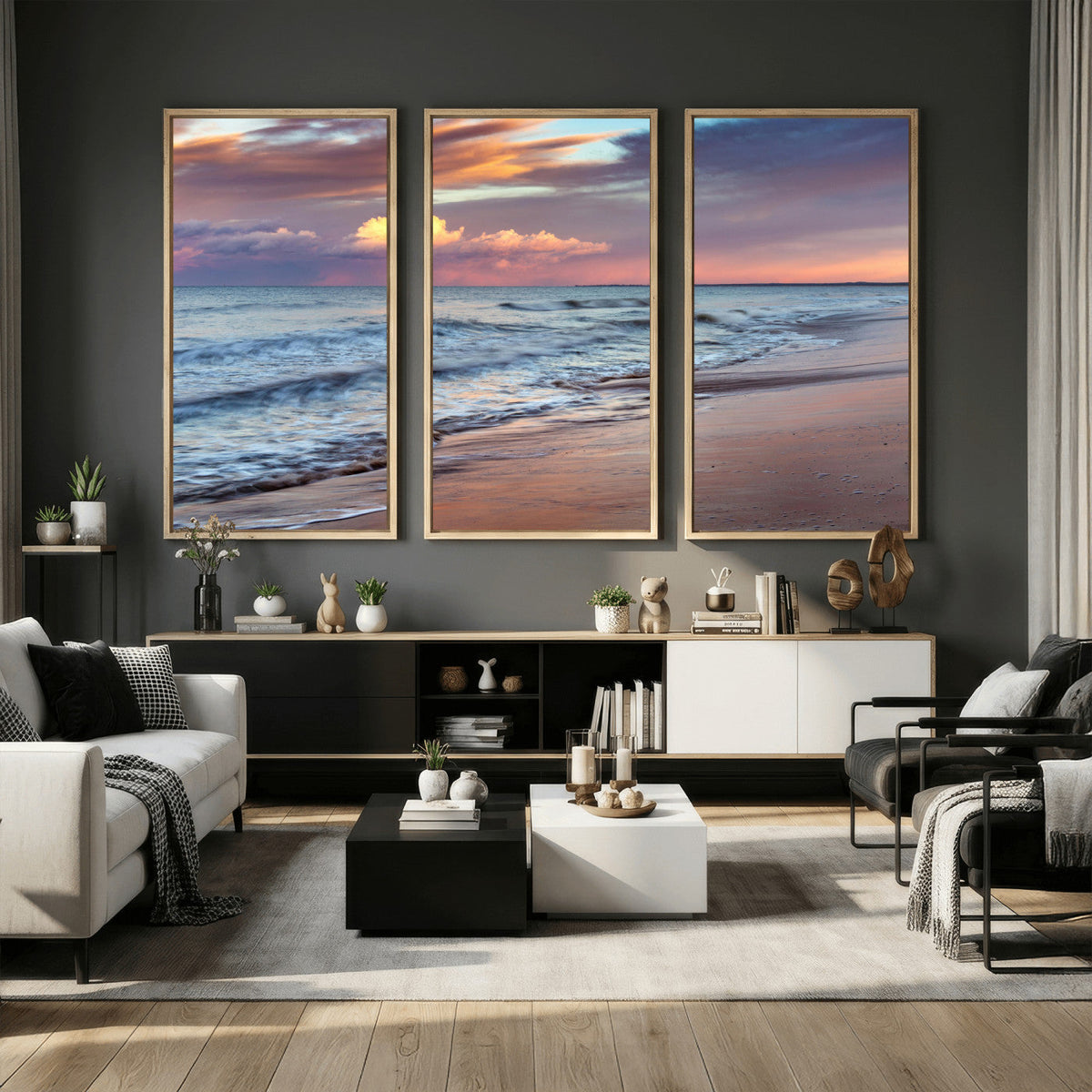 Ocean Sunset Wall Art Canvas Print – Coastal Beach