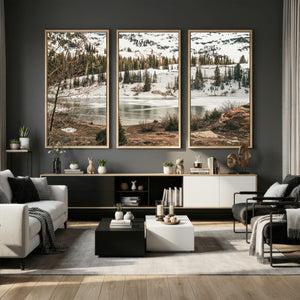 Snowy Mountain Landscape Wall Art Canvas Print, Alpine Pine