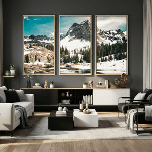 Snowy Mountain Wall Art Canvas Print, Alpine Pine Forest