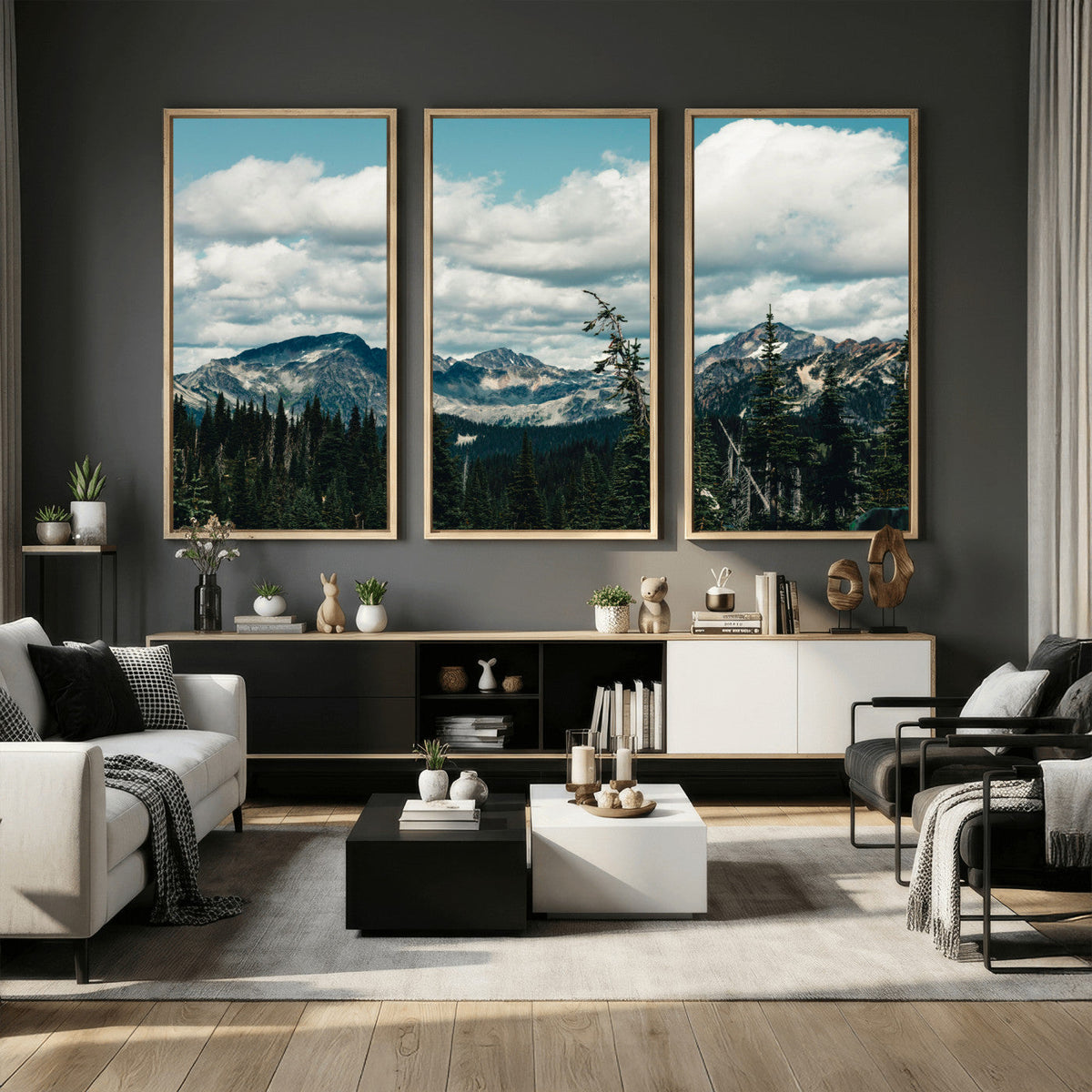 Mountain Forest Wall Art Canvas Print, Alpine Pine Tree