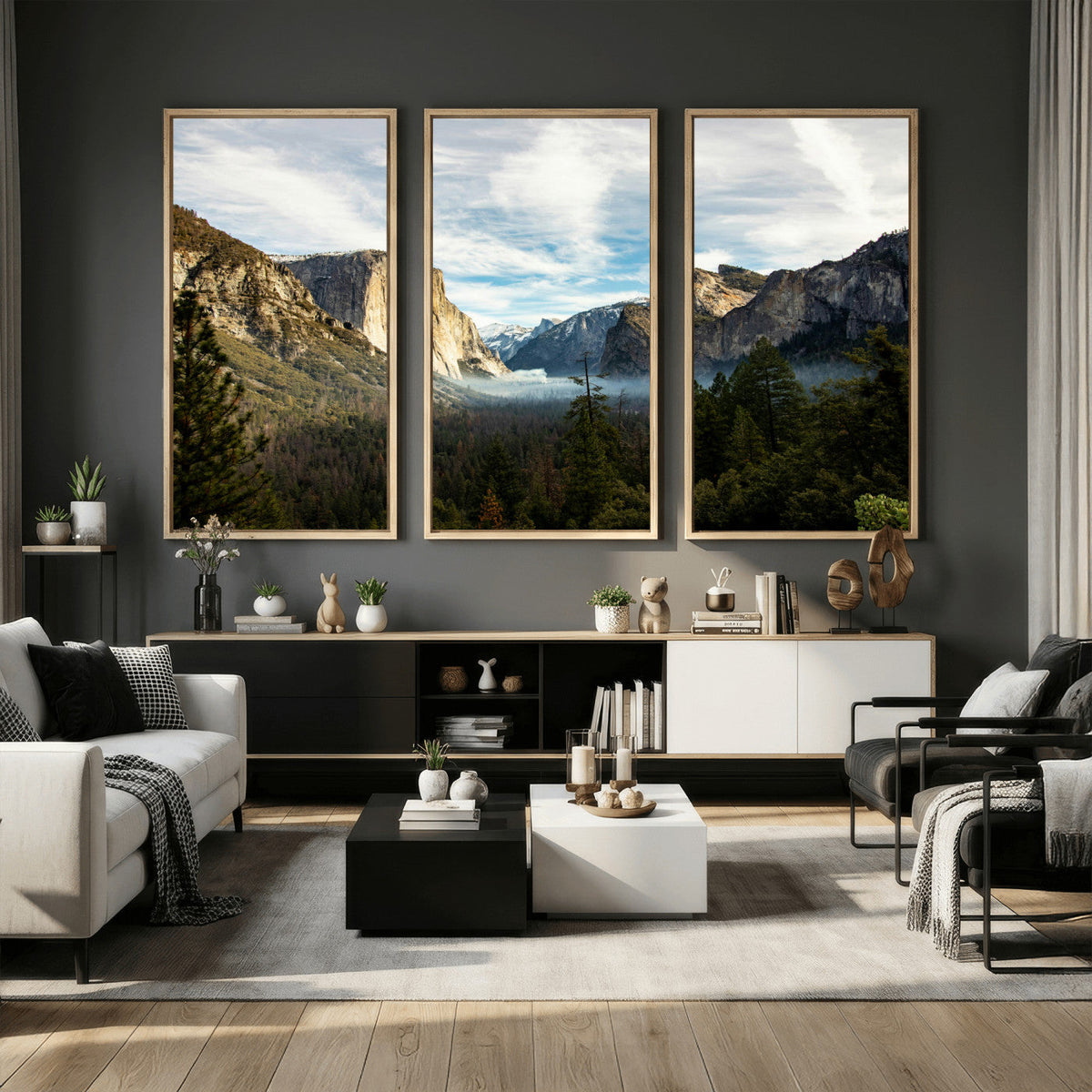 Yosemite Valley Mountain Wall Art Canvas Print, Granite
