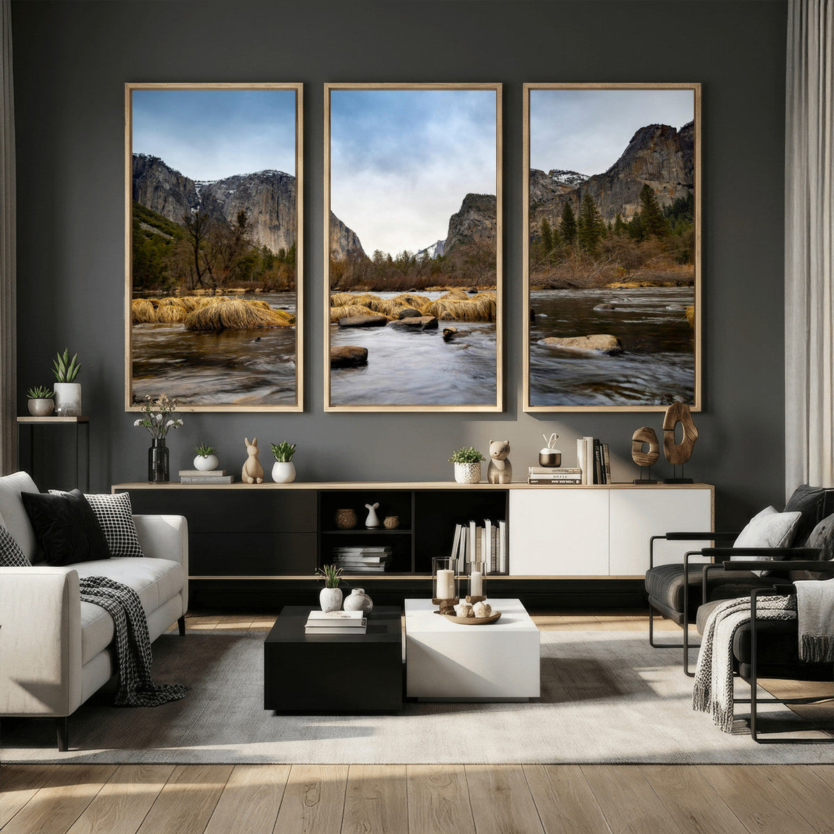 Yosemite Valley Mountain Landscape Wall Art Canvas Print,