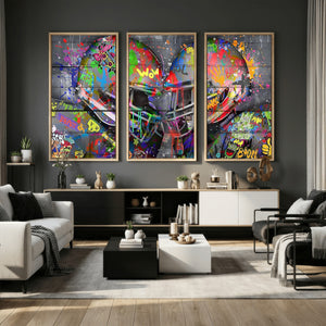 Graffiti Football Helmets Wall Art Canvas Print, Urban