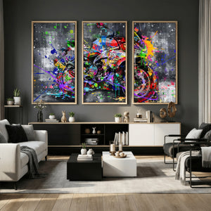 Graffiti Motorcycle Wall Art Canvas Print, Urban Street Art