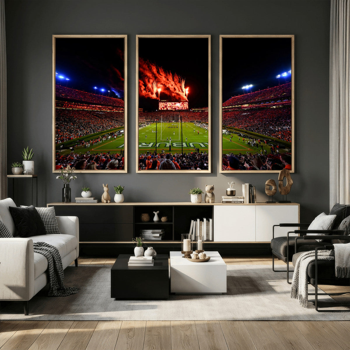 Auburn Stadium Wall Art Canvas Print, College Football Night