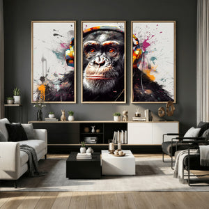 Dj Monkey Wall Art Canvas Print – Colorful Pop Art Banksy